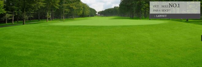 1番グリーンからの芝が奇麗なじゅうたんの画像